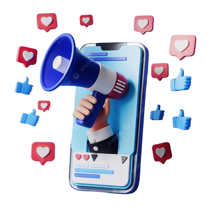 social media marketing 3d illustration smartphone megaphone and engagement icons, social media marketing 3d, smartphone, megaphone 3d png transparent image and clipart for free download